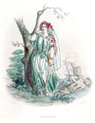 O verbena, de "Les Fleurs Animees", gravada por Charles Geoffroy (1819-82), 1847 (gravura a cores)